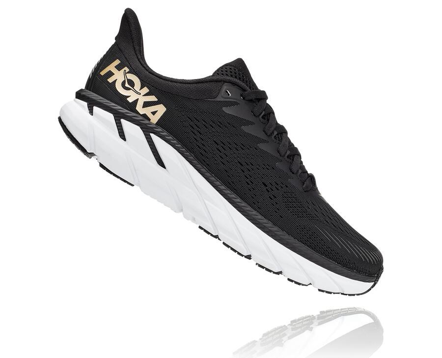 Hoka One One Koşu Ayakkabısı Kadın Siyah/Beyaz - Clifton 7 - KI6912543